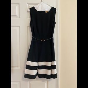 Calvin Klein Black and White striped dress size 8